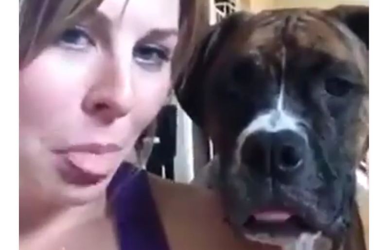 Woman Takes Selfie With Dog Who Loves To Stick Out His Tongue!