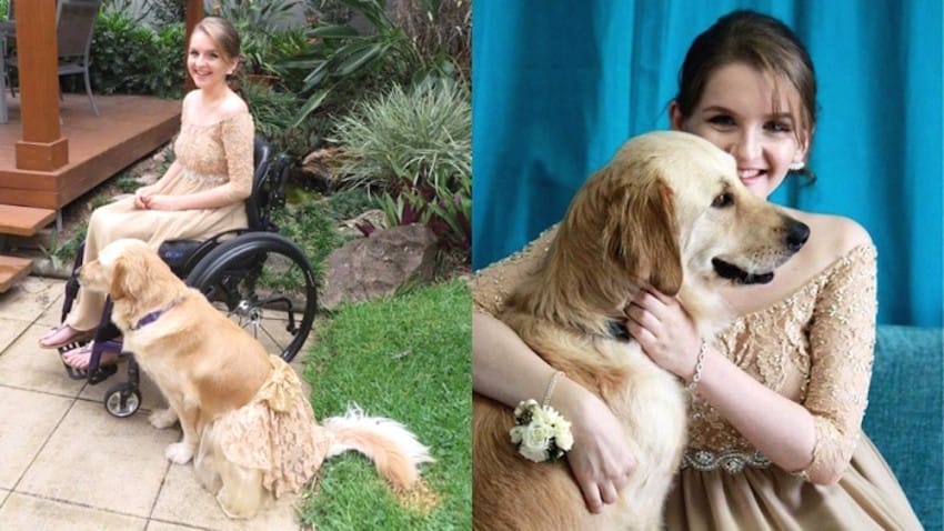 Student And Her Service Dog Attend Prom In Beautiful Matching Dresses