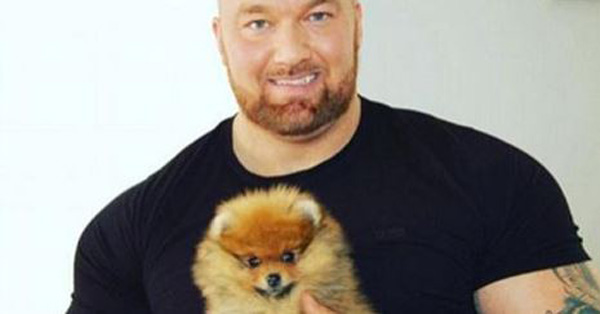 The Mountain and His Hound. Game of Thrones Actor Loves His Tiny Pom!