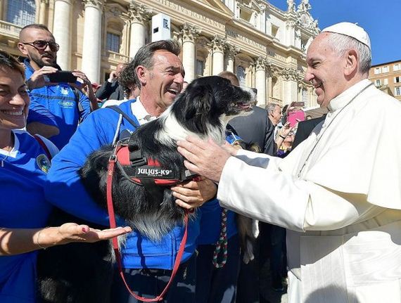 Pope Francis Photobombed by the Most Jubilant Dog