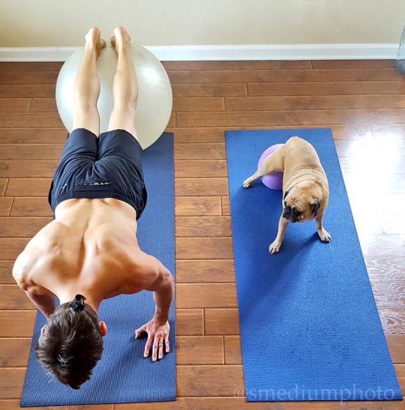 Dog Loves His Dad So Much That He Insists on Doing Yoga With Him