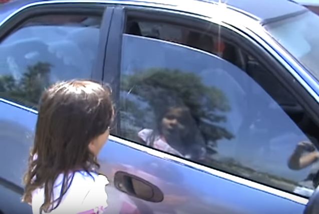 Mom picks up little girl from school and tells her there’s a surprise in the car