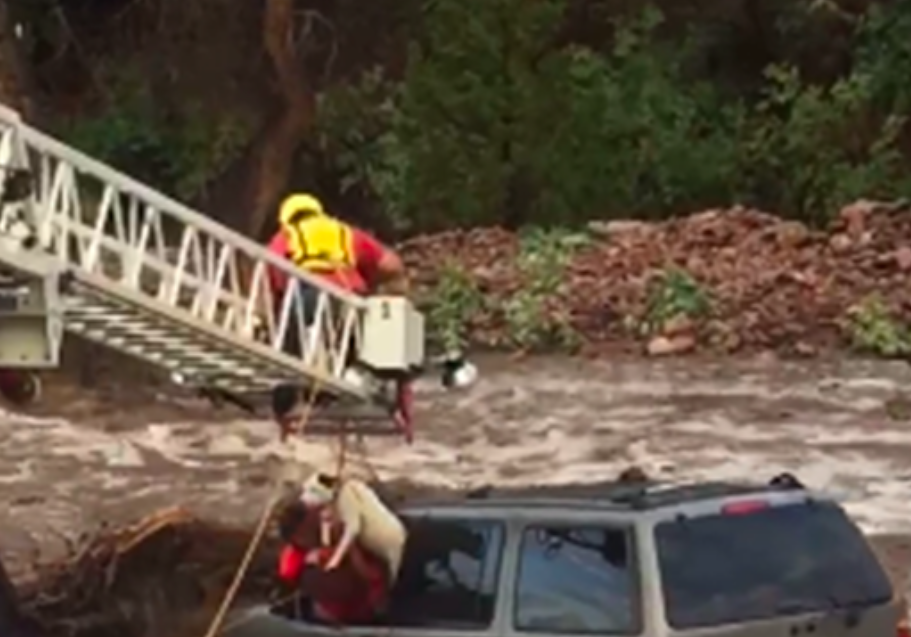 Rescuers Worked Tirelessly To Save A Man And His Furry Best Friend From A Terrifying Flash Flood