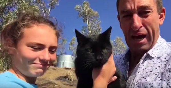Father In Tears After Finding Family Cat Survived California Wildfire
