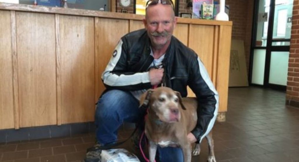 Biker With A Heart Of Gold Adopts 18-Year-Old Shelter Dog